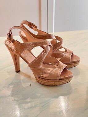 Prada Beige Platform Leather Strappy Sandals – EU 37 – Authentic – Made in Italy
